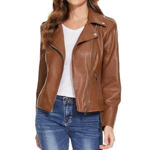 Chaqueta de cuero para mujer de talla grande, muy vendida, con forro, diseño clásico, adecuada para exteriores y estilo urbano. - Product Image 3