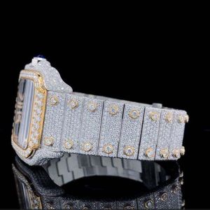 Reloj de Lujo con Caja de Diamantes, Esfera de Cristal de Zafiro y Moissanita Plateada, Movimiento de Cuarzo de 28 mm, Cierre Oculto para Hombre, Movimiento ETA, Día/ Fecha - Product Image 4
