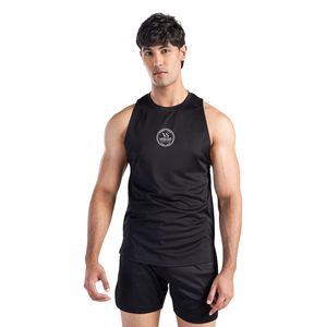 T-shirt de sport noir pour homme, coupe oversize, à manches tombantes, en coton, pour l'entraînement, le fitness et la musculation, coupe ample, vêtement athlétique - Product Image 1