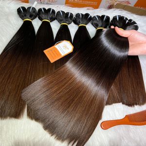 Extensions de cheveux humains à pointe brune droite et à bas prix, bonne qualité, cheveux vierges crus de donateurs vietnamiens - Product Image 1