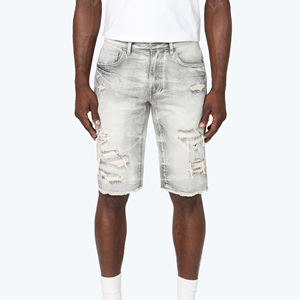 กางเกงยีนส์ขาสั้นผู้ชายทรงปกติแบบลำลองสั่งทำขายส่ง สไตล์ใหม่สีพื้นสำหรับขาย - Product Image 1