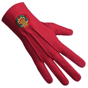 Guantes de Regalia de Algodón Rojo de Lujo de la Orden del Amaranto con Parche Bordado - Product Image 2