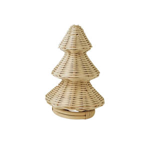 Rattan Decorate <b>Christmas</b> <b>Tree</b> Figurine With Stand Base Handmade Festive Holiday <b>Tabletop</b> Decor And Display Winter - Product Image 1