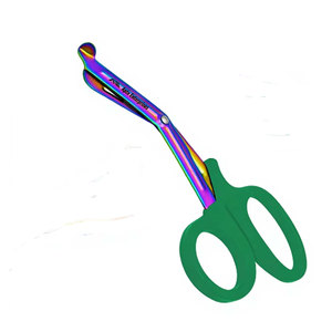 Ciseaux EMT 7,25 pouces, lames arc-en-ciel avec manche vert, acier inoxydable allemand, ciseaux utilitaires EMT, bandage de traumatologie d'urgence - Product Image 2