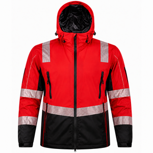 <b>High</b> <b>Visibility</b> Safety <b>Jacket</b> Black Yellow Reflective Stripes Full Zip <b>Softshell</b> Workwear OEM - Product Image 6