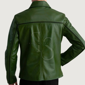Best Selling Custom Made <b>Men's</b> Cowhide Leather <b>Jacket</b> with Canvas Stand Collar <b>Waterproof</b> & Breathable Casual Design - Product Image 5