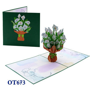 Carte de vœux 3D en forme de vase avec fleurs de rhum blanc faites à la main, découpe laser, motif animal, artisanat en papier personnalisé, art papier pour la Saint-Valentin - Product Image 5