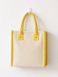 Canvas Tote <b>Bag</b> With Pink Handles <b>Medium</b> <b>Size</b> Daily Shopping <b>Bag</b> - Product Image 2