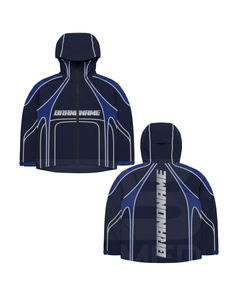 Ensemble 2 pièces pantalon et veste à capuche 100% nylon avec logo DTF, empiècements en mesh, coupe-vent de travail pour homme - Product Image 3