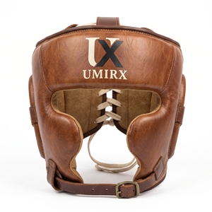 Protector de Cabeza de Boxeo de Cuero Vintage, con Cordones, de Piel de Vaca Marrón, Retro, Abierto, Clásico, para Entrenamiento, con Logotipo Personalizado - Product Image 3
