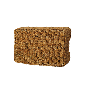 Handwoven Natural Seagrass <b>Rectangular</b> Storage <b>Basket</b> with Built-in Cutout Handles Shelf Pantry Storage Organizer <b>Basket</b> - Product Image 4
