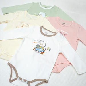 ALB10 Kimono unisexe pour bébé à manches longues, motif dessin animé mignon, bouton unique, 100% coton biologique, tissu tricoté respirant, 4 saisons - Product Image 6