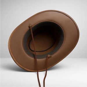 Chapeau de cowboy en cuir artisanal de qualité supérieure, robuste, brun vieilli avec bande tressée - Product Image 3