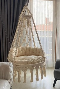 Macrame <b>Swing</b>, Macrame <b>Hammock</b> Chair, Macrame Round <b>Swing</b>, Hanging Cotto Macrame <b>Hammock</b> Chair, Macrame <b>Swing</b> Chair - Product Image 1