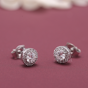 IGI Certified Lab Grown Diamond Halo Stud Earrings 9K White / Yellow & Rose Gold Round Brilliant Diamond Earrings - Product Image 1