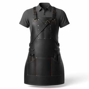 <b>Leather</b> Sleeveless Bib <b>Apron</b> with Multiple Pockets Classic Workwear for Cooking Crafting Baking - Product Image 4
