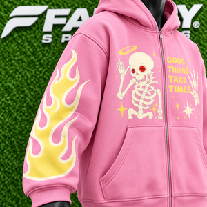 Custom Graphic Full Zip <b>Hoodie</b> Unisex Oversized Streetwear <b>Skeleton</b> Flame Print Cotton Sweatshirt Wholesale - Product Image 5
