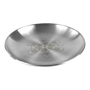 Plateau rituel en acier inoxydable, plat et rond, pour bijoux, offrandes, astrologie, encens et Metatron - Product Image 3