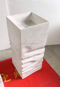 Independiente Piedra Natural Vanidades Pedestal Italia Blanco Lujo Carrara Mármol Lavabos - Product Image 5