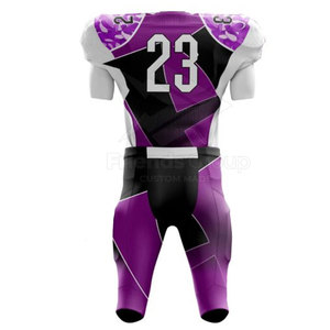 Ensemble d'uniformes de football américain professionnels pour hommes, 100 % polyester, imprimé par transfert thermique, grande taille, nom d'équipe personnalisé, sangles élastiques - Product Image 6