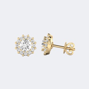 Elegantes Pendientes de Oro con Circonitas Redondas de Corte Brillante Cultivadas en Laboratorio para Mujer, Regalo de Lujo para Aniversario o Boda, Certificados por IGI SGL, 1.5 ctw - Product Image 4
