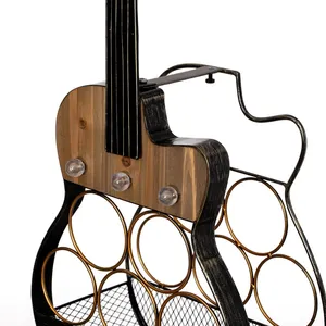 Soporte para Botellas de Vino, Marco Metálico, Cuerpo de Madera, Diseño Moderno, Impermeable, Capacidad de 5L, Patrón de Frutas, para Fiestas, Decoración del Hogar, Bar, Duradero - Product Image 4