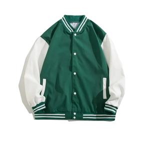 Chaqueta de béisbol personalizada para hombre, chaqueta de lona versátil de corte holgado a la moda de estilo coreano para ropa informal, diseño con bloques de color - Product Image 4