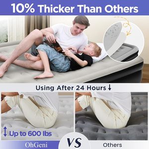 Colchón Inflable Queen con Bomba Integrada, Colchón Inflable para Invitados, Superficie Silenciosa, Cama de Aire de 18'' de Altura para Familias, Negro - Product Image 3