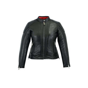 Chaqueta de Motociclista de Cuero Genuino Rojo, Cuello Alto, Cierre de Cremallera, Corte Ajustado, Manga Regular, Color Sólido, Ropa de Otoño para Hombre - Product Image 4