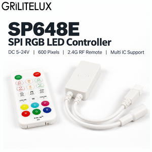 Controlador LED Multi IC SP648E DC5-24V 600 Píxeles Salida 4A Sincronización Musical por RF 2.4G para Tira RGB Direccionable - Product Image 1