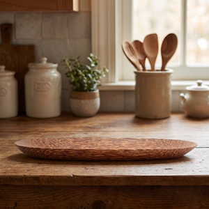Plato ovalado de madera de suar de calidad alimentaria, color marrón claro mediano, para servir aperitivos y decorar la mesa de comedor en casa, artesanía de calidad exquisita. - Product Image 3