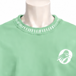 Mens <b>Mint</b> <b>Green</b> Stitched Border Distressed Crewneck Sweatshirt Oversized Long Sleeve Pullover Casual Streetwear Fashion <b>Top</b> - Product Image 3