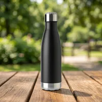 Bouteille d'eau sport en acier inoxydable à isolation sous vide, étanche, à double paroi, forme cola, réutilisable, pour boissons chaudes et froides, noire