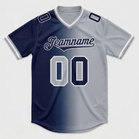 Jersey Baseball Berkualitas Tinggi dengan Kerah V-neck Bentuk Kipas, Bernapas, Ukuran Besar, Cetak Transfer Panas, 100% Poliester