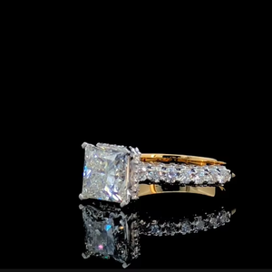 แหวนเพชรทรงปรินเซสคัท 3 กะรัต ผลิตในห้องปฏิบัติการ ได้รับการรับรองจาก IGI ทองคำแท้ 14K - Product Image 2