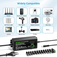 Fuente de Alimentación Universal de 72W, 3V-24V Ajustable, Adaptador de CA de 3A Máx., Adaptador de Corriente Variable de 3V 5V 9V 12V 18V 20V 24V con 13 Puntas