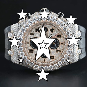 Men's Luxury Mechanical Watch With Diamond Bezel Silicone Band <b>Chronograph</b> White Gold Case Sapphire Crystal Dial - Product Image 1