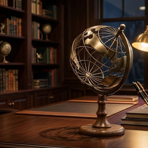 Globo Terráqueo de Escritorio Estilo Vintage con Marco de Hierro con Mapa del Mundo y Base de Madera |   Globo Decorativo para Escritorio de Oficina, Biblioteca y Decoración del Hogar - Product Image 5