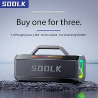 Enceinte karaoké SOOLK S520 150W DSP BT 5.0 avec 2 micros sans fil TWS EQ TF USB, enregistrement et streaming en direct, enceinte portable S1623