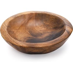 Ensemble de bols en bois rustiques faits à la main pour servir des salades et des collations sur la table à manger, bols en bois massif écologiques pour servir à table - Product Image 1