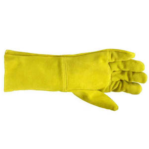 <b>Long</b> Cuff Leather Welding Safety <b>Gloves</b> for High Temperature Protection Industrial Work and Welding Jobs - Product Image 3