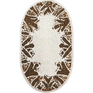 Mantel Individual Ovalado de Lujo Hecho a Mano con Cuentas, Tapete de Mesa de Cuentas de Vidrio, Elegante Juego de Decoración 3D para Comedor - Product Image 3
