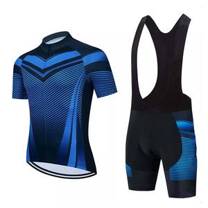 Conjunto de Jersey de Ciclismo Azul y Negro de Manga Corta con Culotte Acolchado de 220g, Uniforme de Ciclismo de Montaña para Invierno, OEM - Product Image 1