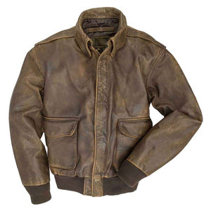 Chaqueta de cuero marrón para hombre con cuello de piel de oveja, talla grande, estilo motero, cierre de cremallera, informal elegante para otoño/invierno - Product Image 3