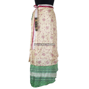 Jupe longue indienne réversible en soie, jupe enveloppante magique, grande taille, 38 pouces, style sari, pour la plage, pour femme - Product Image 6