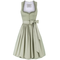Gaun Midi Dirndl Wanita Model A-Line Tanpa Lengan Kerah Scalloped Bahan Beludru dengan Sabuk Pinggang Alami Tenun Kasual untuk Pemakaian Sehari-hari