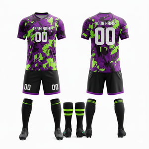 Ensemble de maillot de football personnalisé en polyester, uniforme de football par sublimation, manches courtes, vêtements d'équipe pour adolescents, évacuation de l'humidité, séchage rapide - Product Image 5