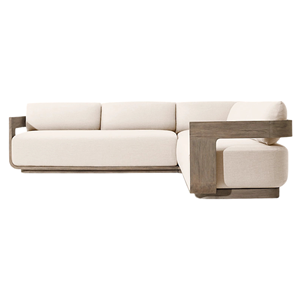 Muebles de Exterior Modernos con Estructura de Celosía Curva, Cojines Tapizados, Madera de Teca Resistente a la Intemperie, Sofá Seccional en Forma de U para Uso en Hoteles - Product Image 6