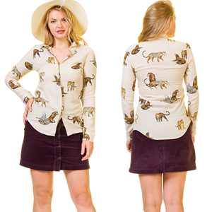 สินค้ามาใหม่ สินค้าขายดี เสื้อเชิ้ตผู้หญิงแขนยาวลายดอกไม้สไตล์ลำลองสำหรับฤดูร้อน ผ้าฝ้าย - Product Image 4