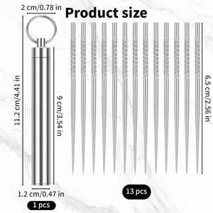 Portastuzzolini da Viaggio in Metallo Portatile, 10 Stuzzolini Riutilizzabili in Titanio, Contenitori per Stuzzolini da Tasca per Uso in Viaggio - Product Image 3